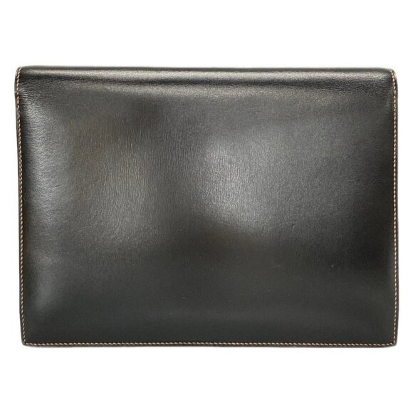 HERMES Fako Black Box Calf Circle I Clutch Bag 498-082625 - Picture 2 of 16